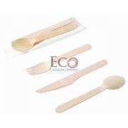 Wooden Cutlery Set 4/1 (Knife, fork, spoon, napkin) - 250/CS
